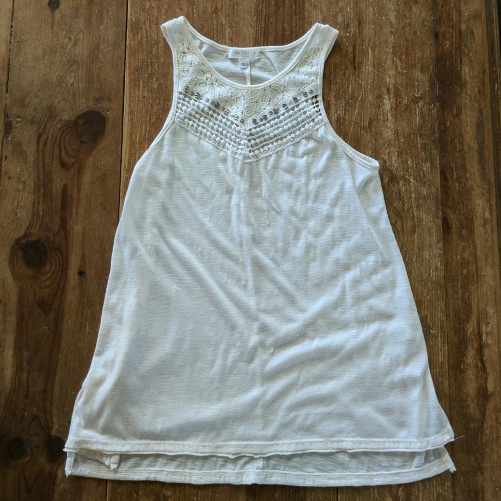 Cream lace front tank top